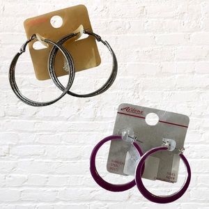 Ardene hoop earrings - two pairs (silver and fuchsia), surgical steel posts, NWT